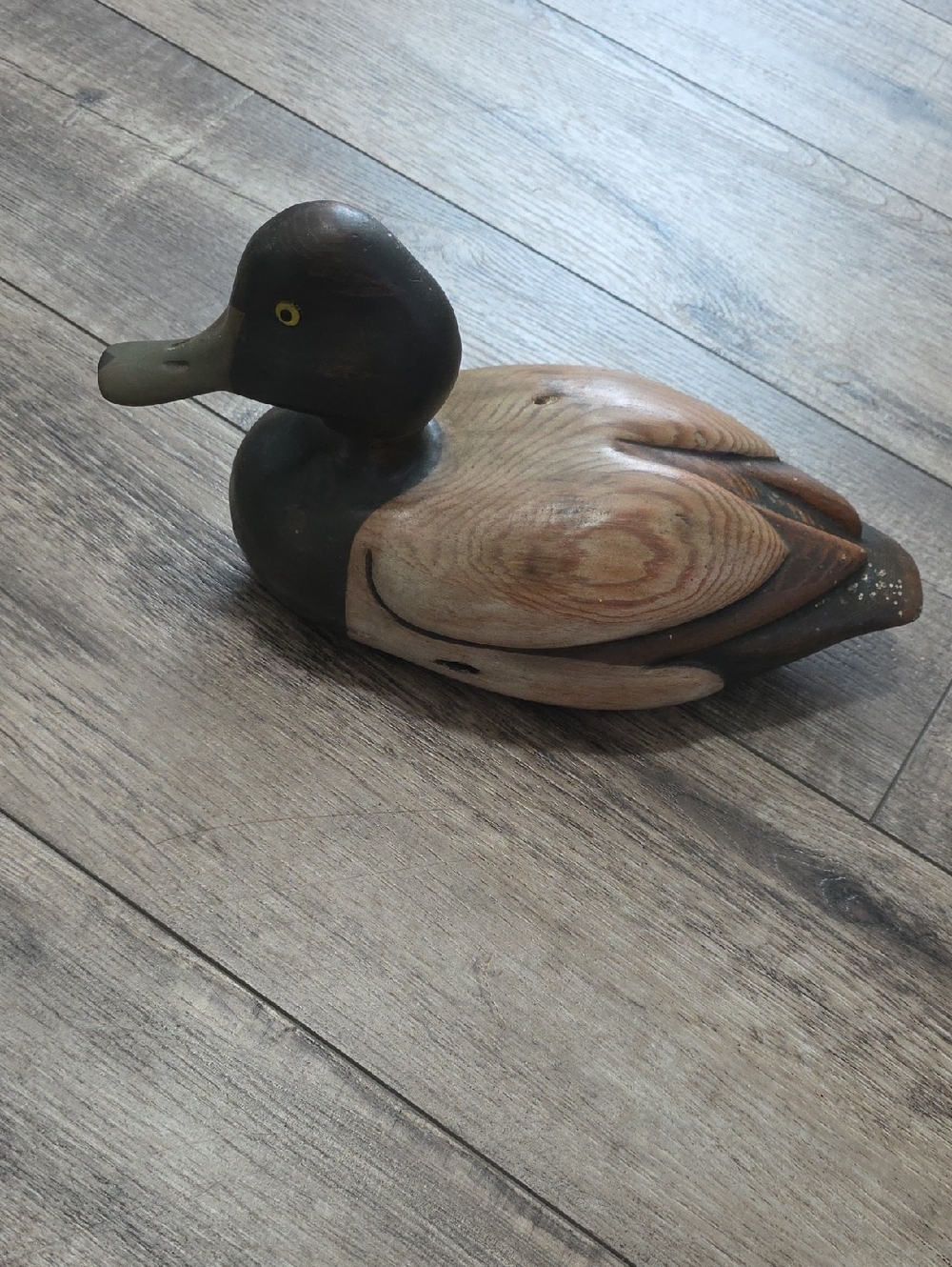 Vtg Signed Tom Taber Blue Bill Drake Duck Decoy Wood  Art